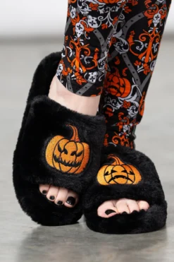 KILLSTAR 12 O'Clock Faux Fur Pumpkin Slippers