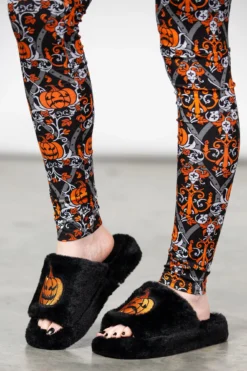 KILLSTAR 12 O'Clock Faux Fur Pumpkin Slippers -Kill Star Store 12 O CLOCK SLIPPERS W F