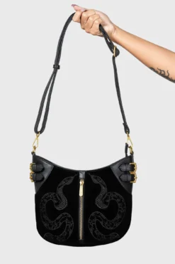 Killstar Adder Faux Leather and Suede Statement Bag