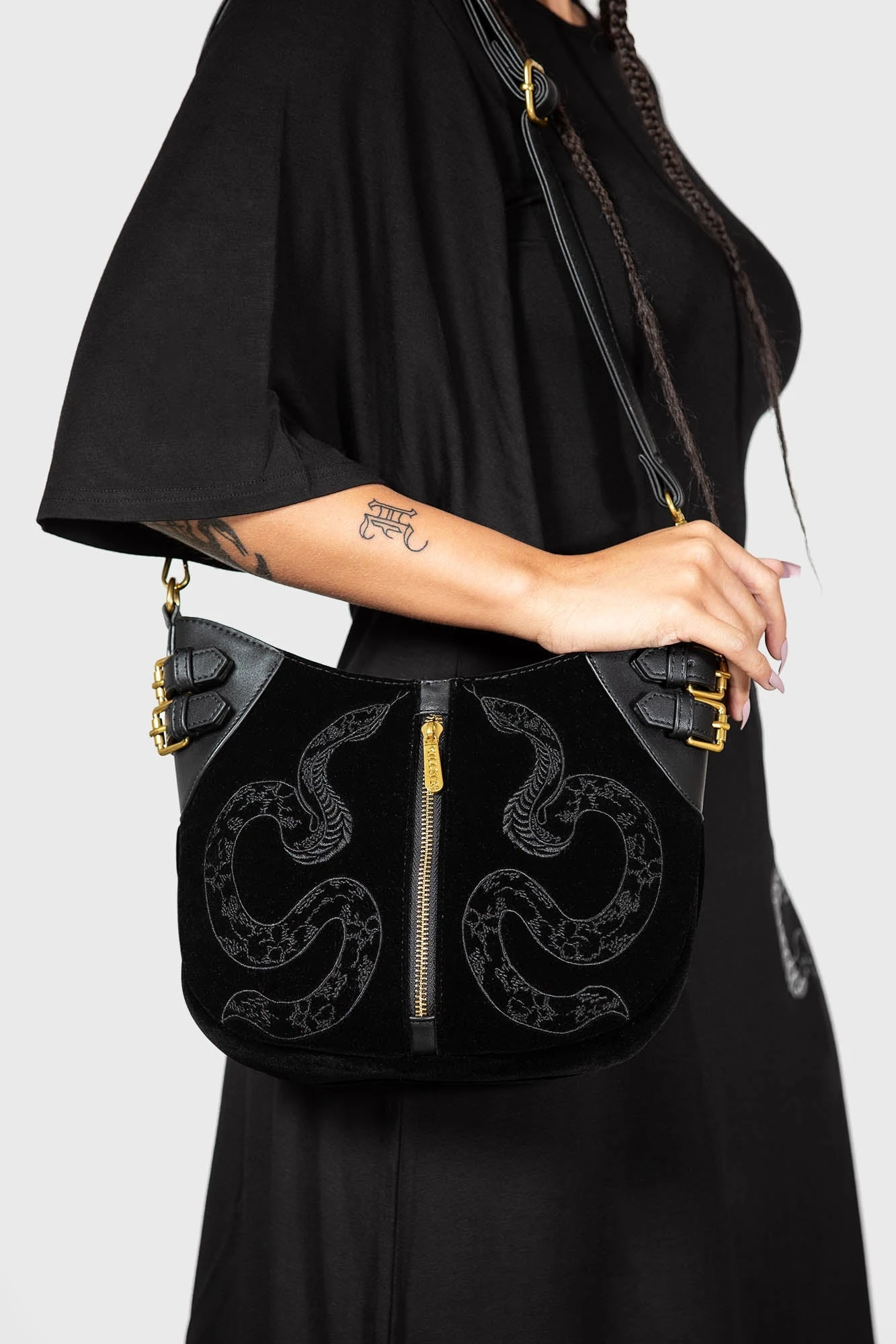 Killstar Adder Faux Leather and Suede Statement Bag 3 Killstar Adder Faux Leather and Suede Statement Bag - Image 3