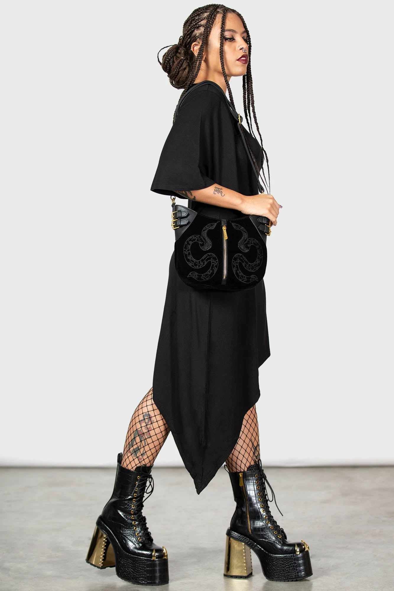 Killstar Adder Faux Leather and Suede Statement Bag 4 Killstar Adder Faux Leather and Suede Statement Bag - Image 4