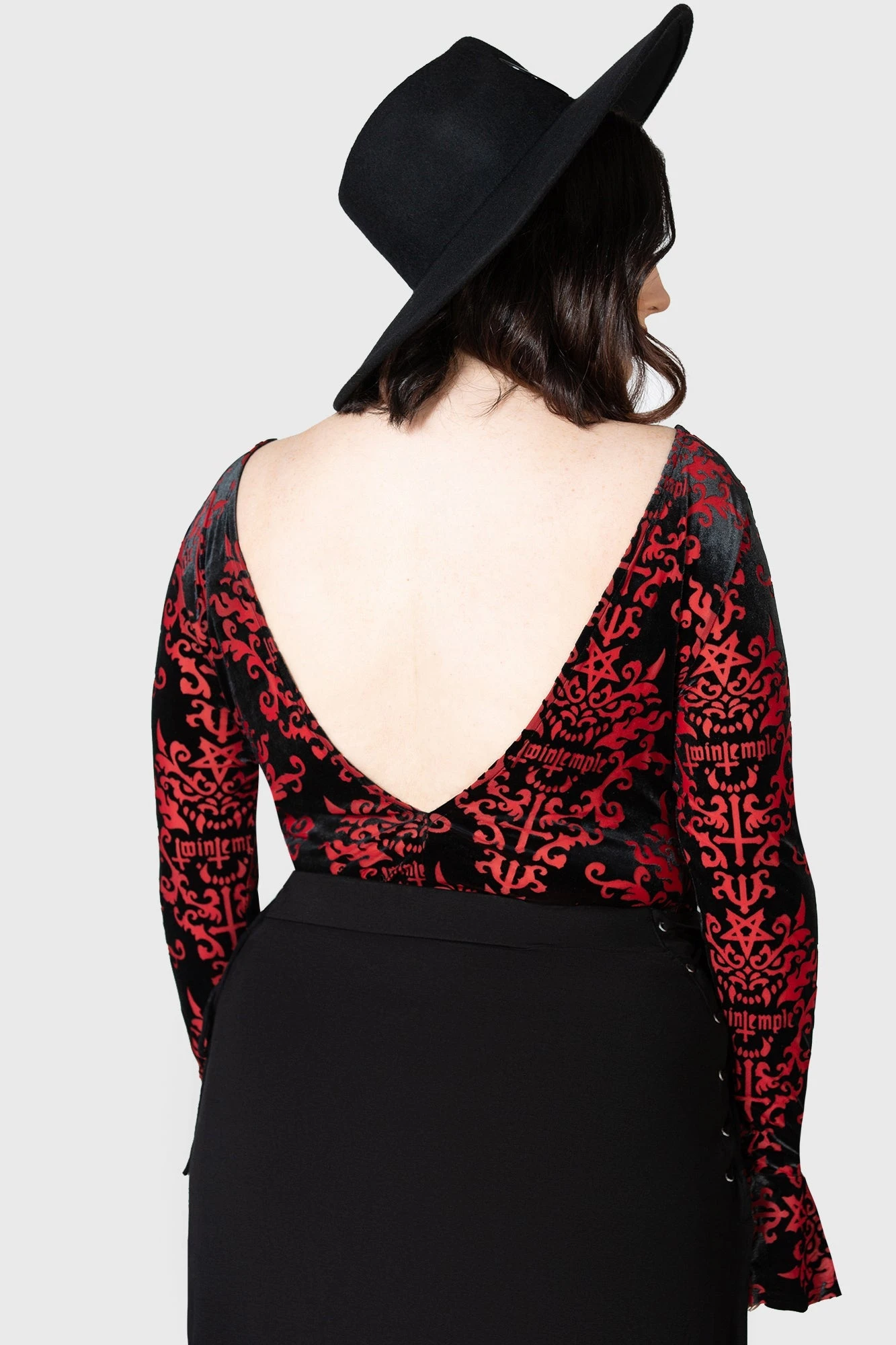 Twin Temple x KILLSTAR Adversary Plus Size Burnout Velvet Bodysuit 6 Twin Temple x KILLSTAR Adversary Plus Size Burnout Velvet Bodysuit - Image 6