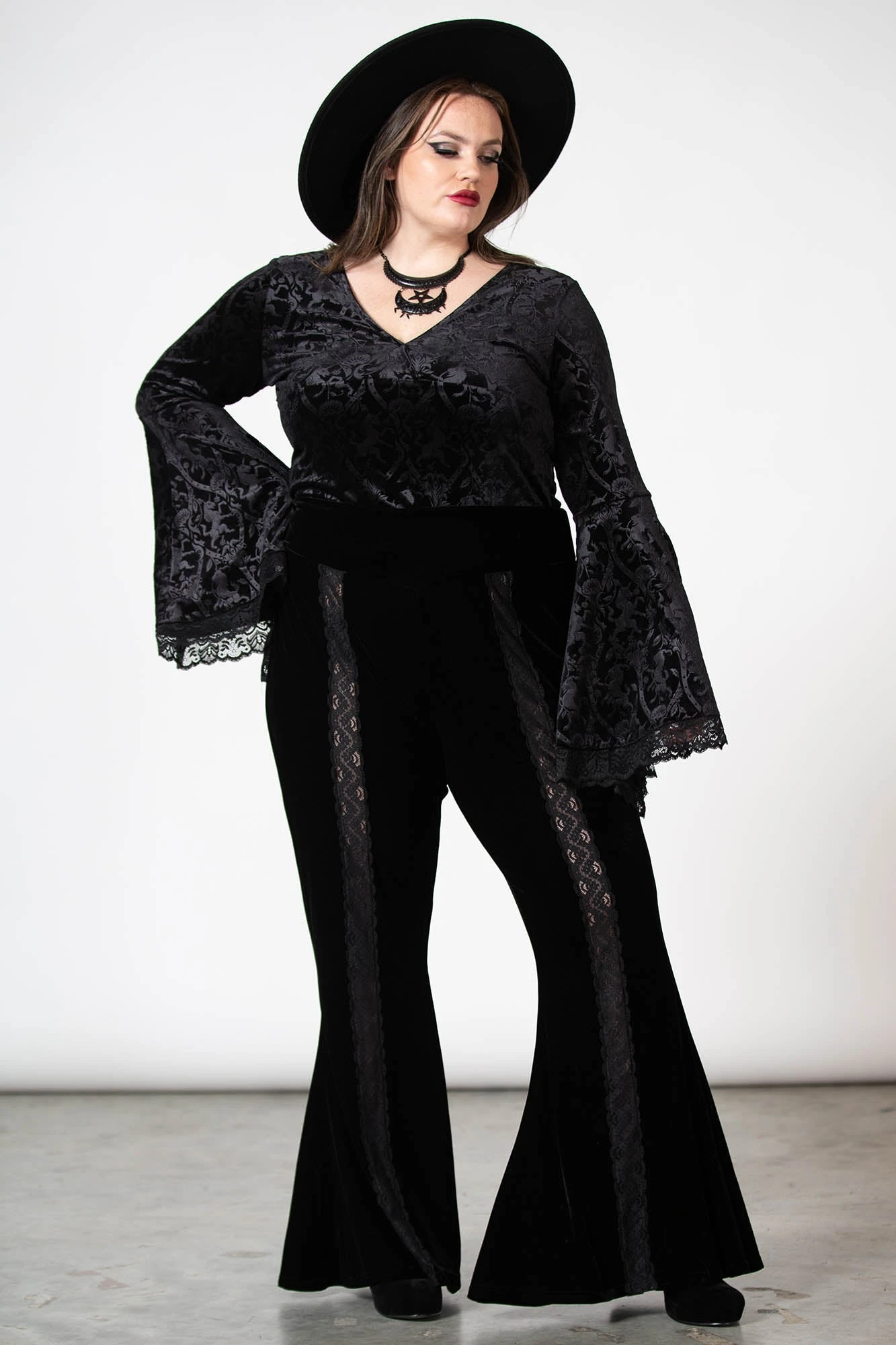 KILLSTAR Aetheling Top - Plus Size Velvet Bell Sleeve 1 KILLSTAR Aetheling Top - Plus Size Velvet Bell Sleeve