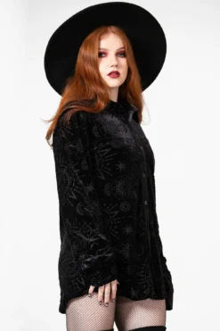 KILLSTAR Alchemight Burnout Velvet Button-Up Shirt -Kill Star Store ALCHEMIGHT BURNOUT BUTTON UP SHIRT W D