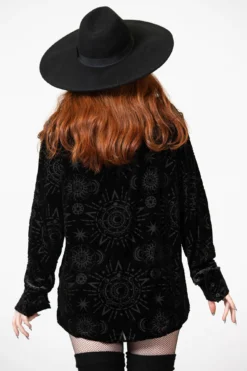 KILLSTAR Alchemight Burnout Velvet Button-Up Shirt -Kill Star Store ALCHEMIGHT BURNOUT BUTTON UP SHIRT W E