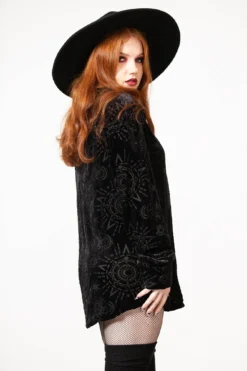 KILLSTAR Alchemight Burnout Velvet Button-Up Shirt -Kill Star Store ALCHEMIGHT BURNOUT BUTTON UP SHIRT W F