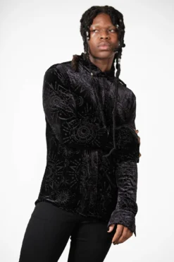 KILLSTAR Alchemight Burnout Velvet Button-Up Shirt -Kill Star Store ALCHEMIGHT BURNOUT SHIRT M B