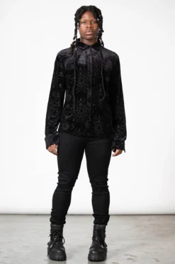 KILLSTAR Alchemight Burnout Velvet Button-Up Shirt -Kill Star Store ALCHEMIGHT BURNOUT SHIRT M C