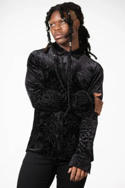 KILLSTAR Alchemight Burnout Velvet Button-Up Shirt -Kill Star Store ALCHEMIGHT BURNOUT SHIRT M D