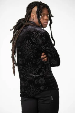 KILLSTAR Alchemight Burnout Velvet Button-Up Shirt -Kill Star Store ALCHEMIGHT BURNOUT SHIRT M F