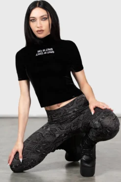 KILLSTAR x Wednesday Allergic To Colour Velvet Crop Top -Kill Star Store ALLERGIC TO COLOUR VELVET TOP W D