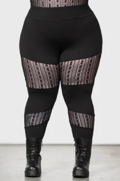 KILLSTAR Alvaro Plus Size Leggings - High Waisted Lace Detail -Kill Star Store ALVARO LEGGINGS PLUS W D