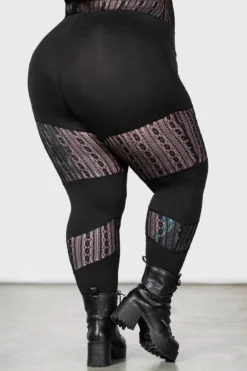 KILLSTAR Alvaro Plus Size Leggings - High Waisted Lace Detail -Kill Star Store ALVARO LEGGINGS PLUS W F