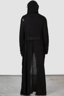 KILLSTAR Apparitions Long Cardigan - Men's Hooded Gothic Knitwear -Kill Star Store APPARITIONS LONG CARDIGAN MENS F