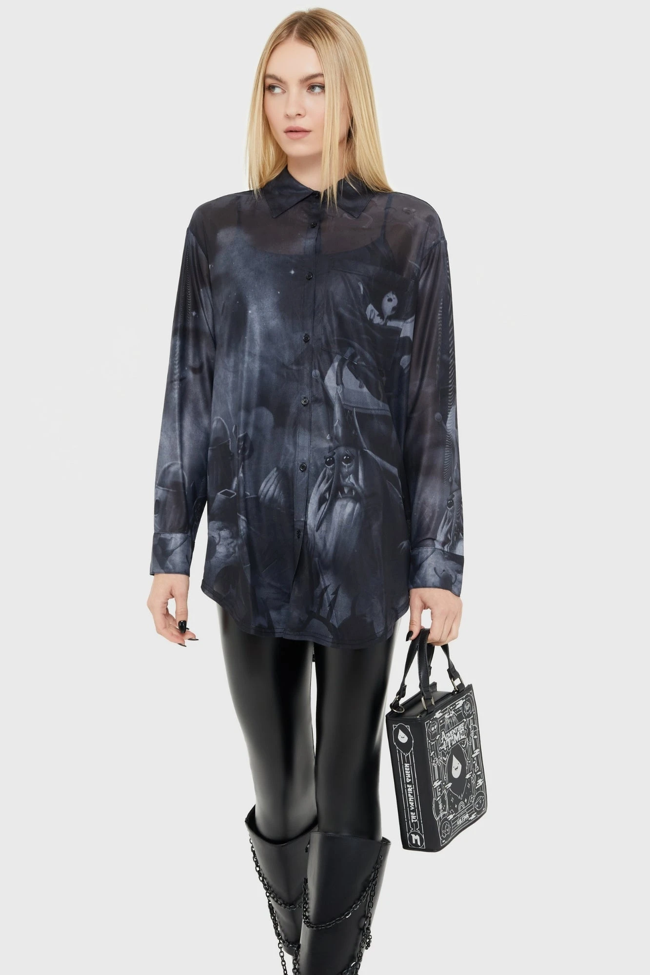 Killstar x Adventure Time Sheer Mesh Graphic Long Sleeve Shirt 1 Killstar x Adventure Time Sheer Mesh Graphic Long Sleeve Shirt