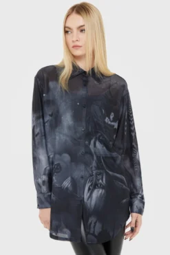 Killstar x Adventure Time Sheer Mesh Graphic Long Sleeve Shirt 8 Killstar x Adventure Time Sheer Mesh Graphic Long Sleeve Shirt -Kill Star Store AdventureTimeShirt womens B