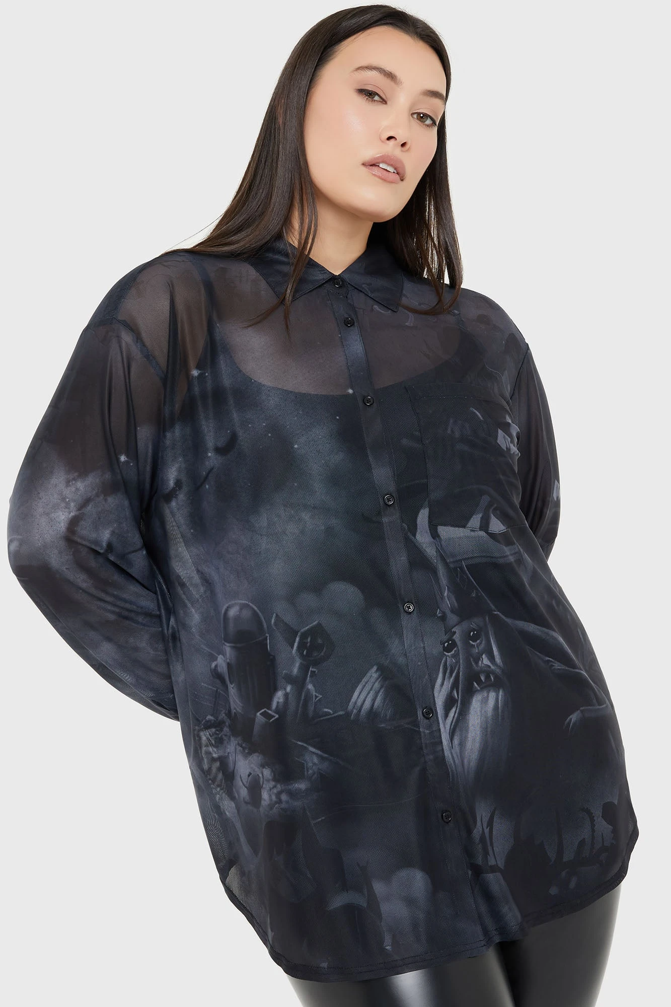 Killstar x Adventure Time Sheer Mesh Graphic Long Sleeve Shirt 6 Killstar x Adventure Time Sheer Mesh Graphic Long Sleeve Shirt - Image 6