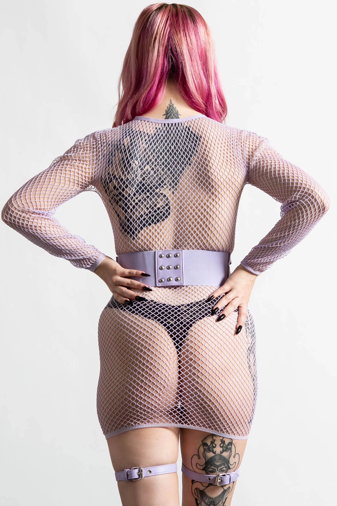 Killstar Baby Hex Suspender Belt - Lilac Faux Leather 2 Killstar Baby Hex Suspender Belt - Lilac Faux Leather - Image 2