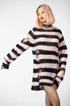 Bad Blossoms Knit Sweater -Kill Star Store BAD BLOSSOMS STRIPE KNIT W D