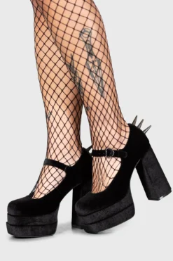 KILLSTAR Basilisks Velvet Spiked Platform Pumps