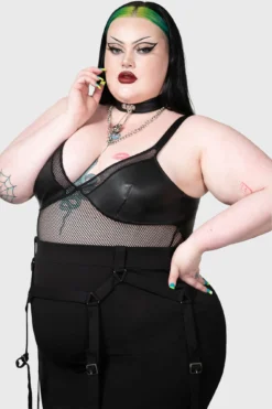 Killstar Bass Bodysuit [PLUS] - Edgy Fishnet & PU Body -Kill Star Store BASS BODYSUIT PLUS W E
