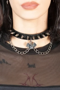 KILLSTAR Bat Babe Choker - Spiked Vegan Leather Necklace