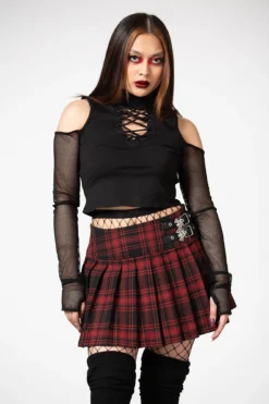 Bat Girl Skirt [TARTAN] -Kill Star Store BAT GIRL SKIRT TARTAN W B