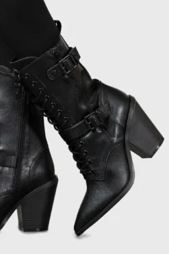 Killstar Beatrix Pointed Toe Buckle Detail Boots
