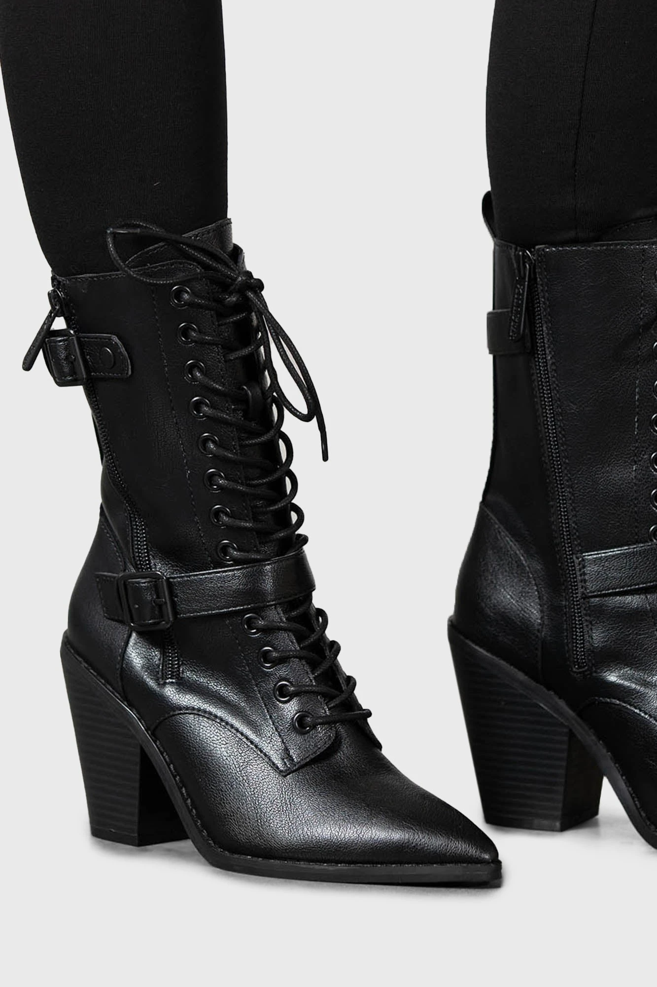 Killstar Beatrix Pointed Toe Buckle Detail Boots 2 Killstar Beatrix Pointed Toe Buckle Detail Boots - Image 2