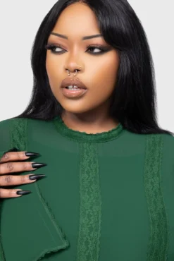 Killstar Begone Green Long Sleeve Mini Dress -Kill Star Store BEGONE LONG SLEEVE MAXI DRESS PLUS C