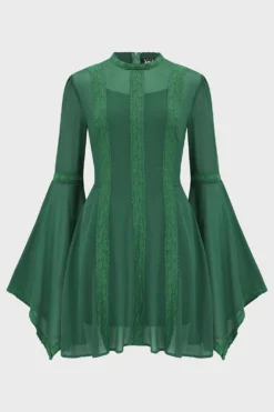 Killstar Begone Green Long Sleeve Mini Dress -Kill Star Store BEGONE LONG SLEEVE MINI DRESS GREEN 1 2