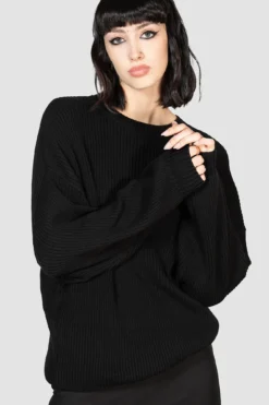 KILLSTAR Belinda Knit Sweater - Relaxed Batwing Ribbed Top 10 KILLSTAR Belinda Knit Sweater - Relaxed Batwing Ribbed Top -Kill Star Store BELINDA KNIT SWEATER W F