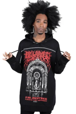 KILLSTAR Beloved Hooded Top - Oversized Double Sleeve Gothic Hoodie -Kill Star Store BELOVED HOODED TOP MENS B