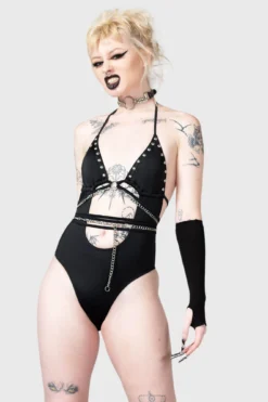 KILLSTAR Black Hearted Cutout Swimsuit