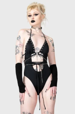 KILLSTAR Black Hearted Cutout Swimsuit -Kill Star Store BLACK HEARTED SWIMSUIT W D