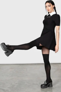 Killstar x Wednesday Blackest Heart Skater Dress -Kill Star Store BLACKEST HEART SKATER DRESS W D