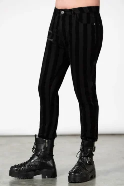 Killstar Blackjack Men's Striped Flocked Denim Trousers