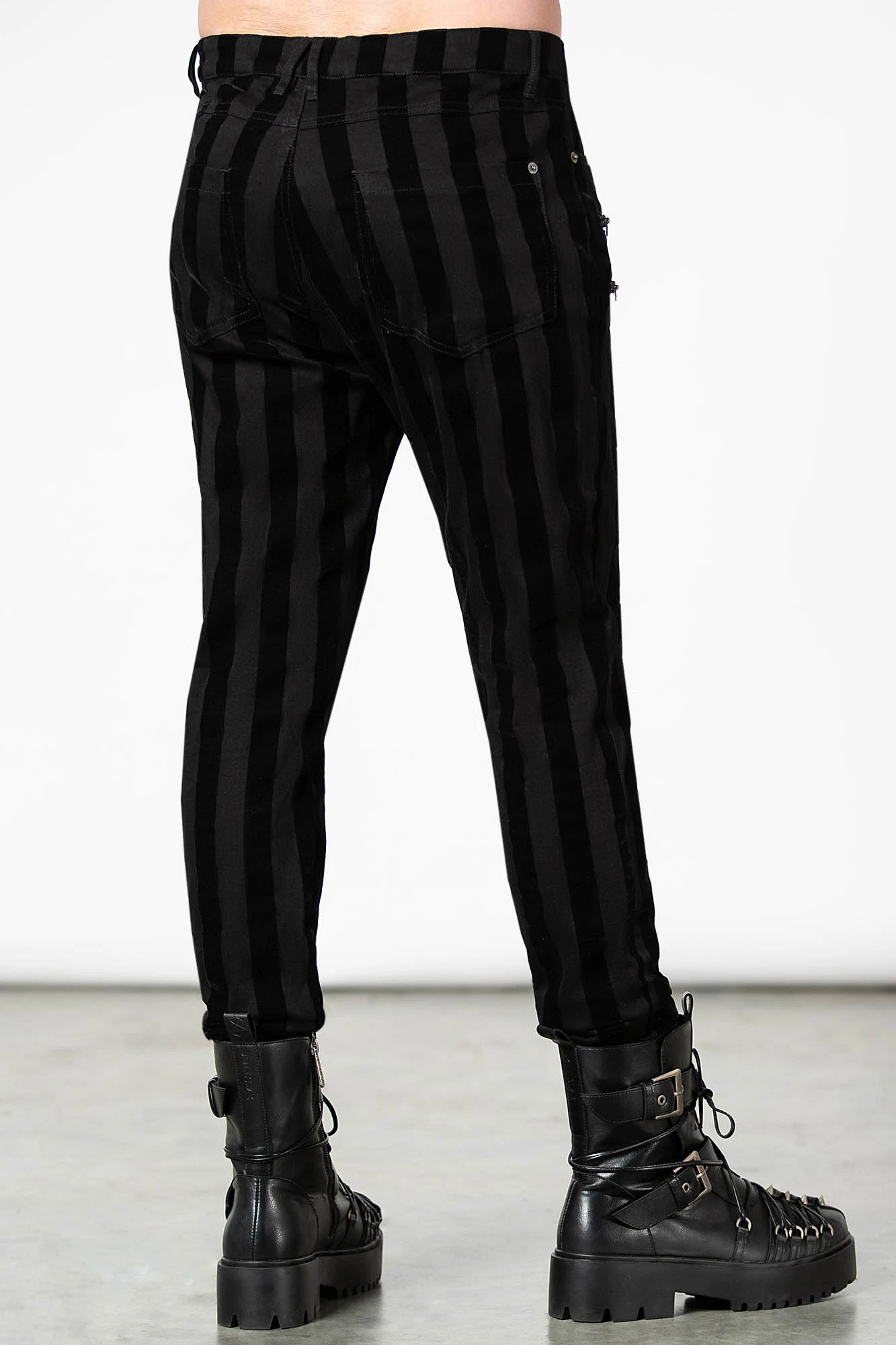 Killstar Blackjack Men's Striped Flocked Denim Trousers 2 Killstar Blackjack Men's Striped Flocked Denim Trousers - Image 2