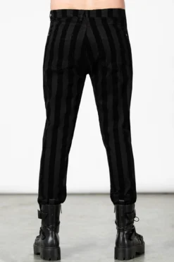 Killstar Blackjack Men's Striped Flocked Denim Trousers 7 Killstar Blackjack Men's Striped Flocked Denim Trousers -Kill Star Store BLACKJACK TROUSERS M E