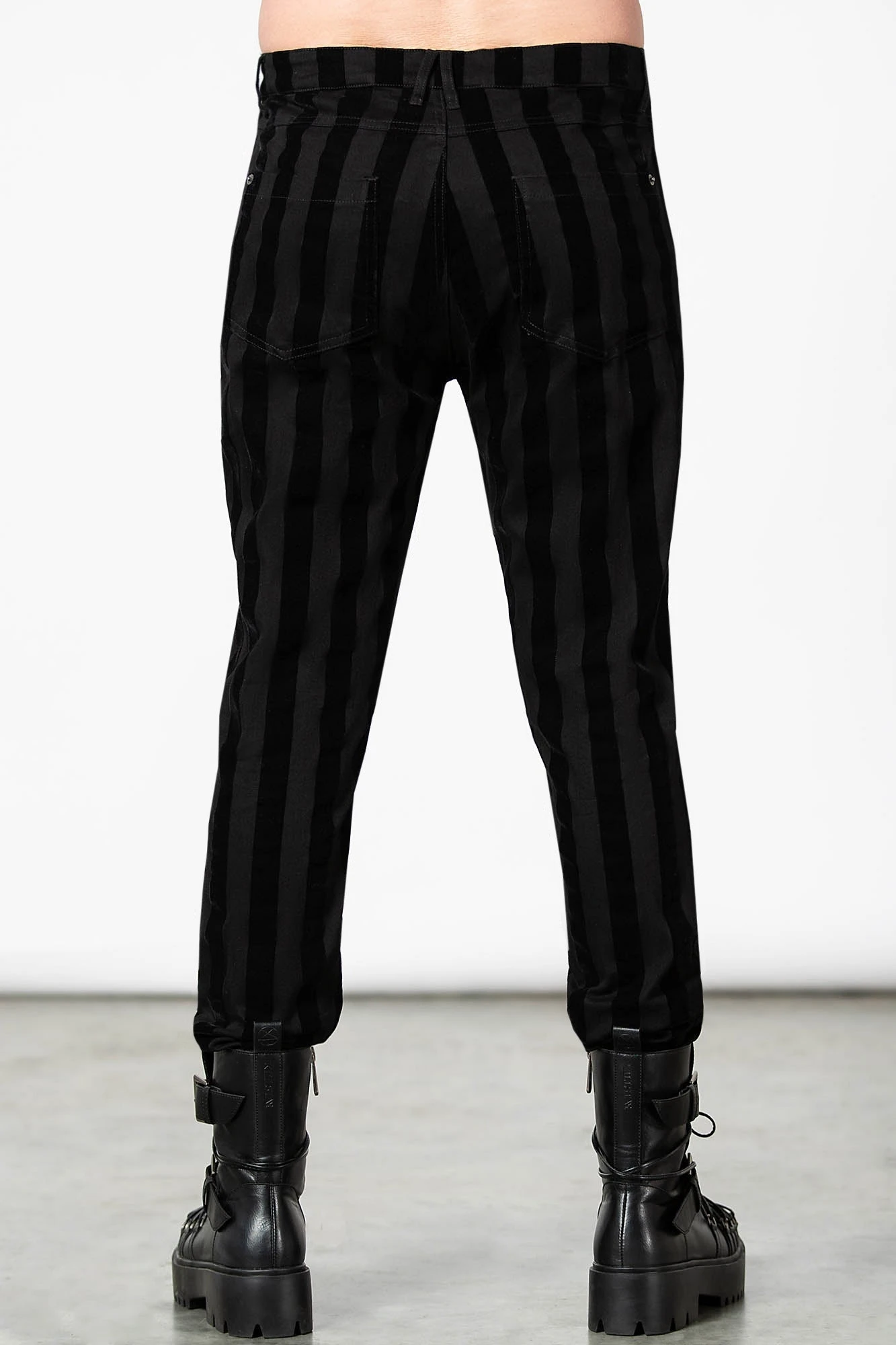 Killstar Blackjack Men's Striped Flocked Denim Trousers 4 Killstar Blackjack Men's Striped Flocked Denim Trousers - Image 4
