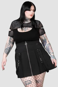 Killstar Blaire B*tch Pleated Plus Size Mini Skirt