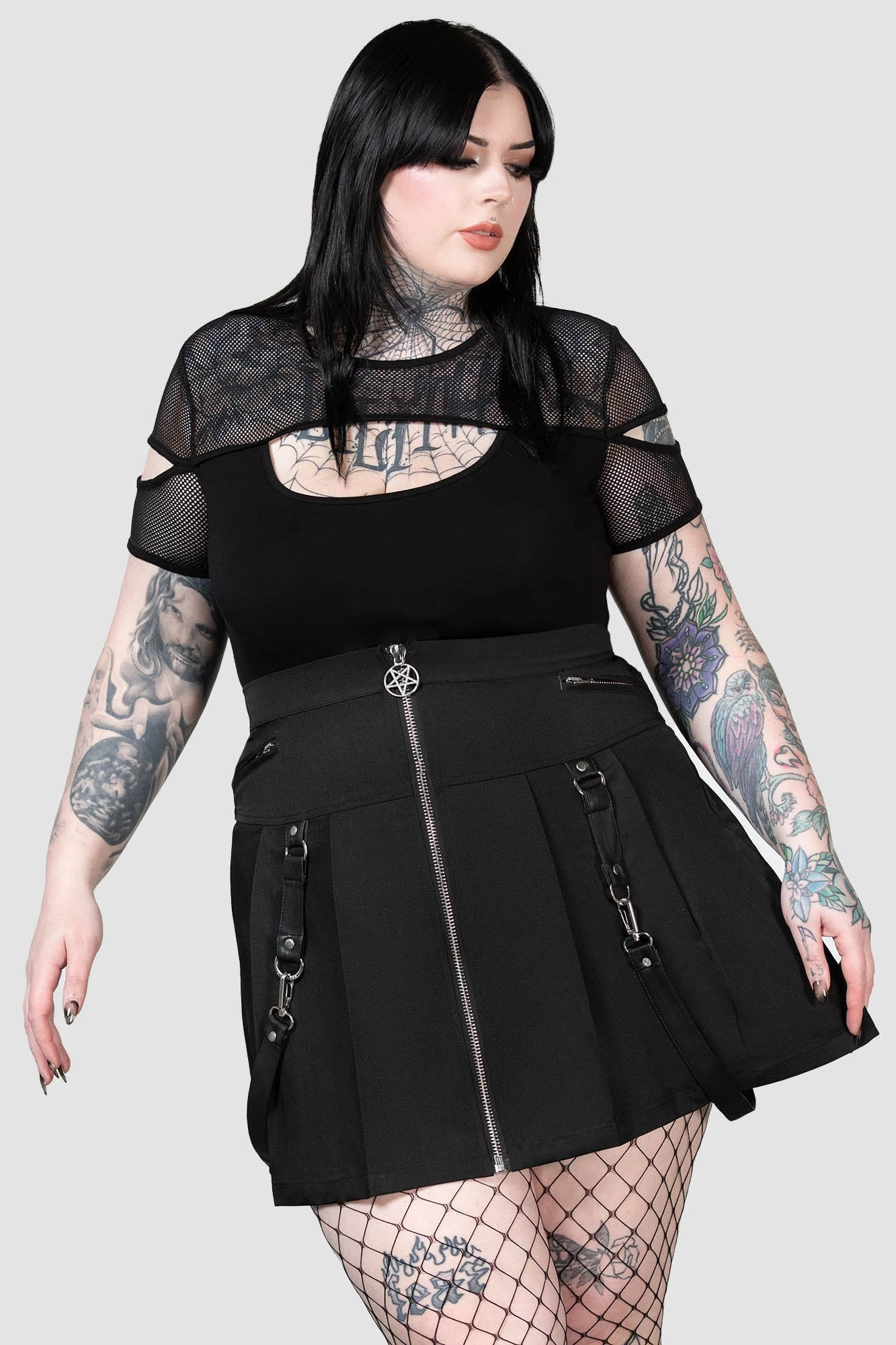 Killstar Blaire B*tch Pleated Plus Size Mini Skirt 1 Killstar Blaire B*tch Pleated Plus Size Mini Skirt