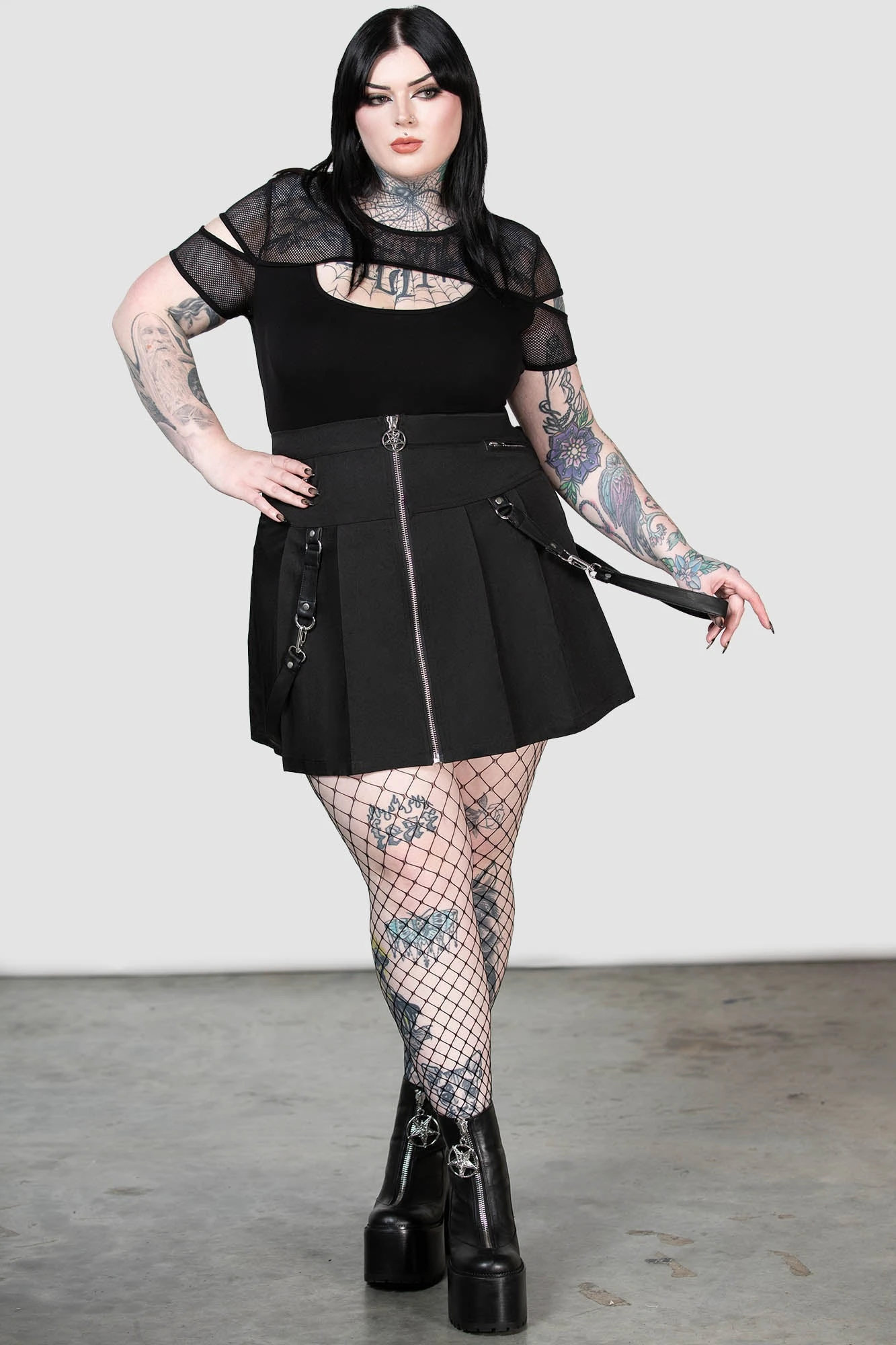Killstar Blaire B*tch Pleated Plus Size Mini Skirt 2 Killstar Blaire B*tch Pleated Plus Size Mini Skirt - Image 2