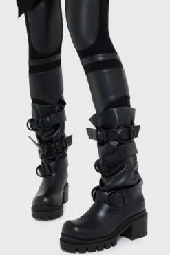 KILLSTAR Bleak Night Boots - Slouchy Flat Style with Buckle Details 5 KILLSTAR Bleak Night Boots - Slouchy Flat Style with Buckle Details -Kill Star Store BLEAKNIGHTBOOTS C