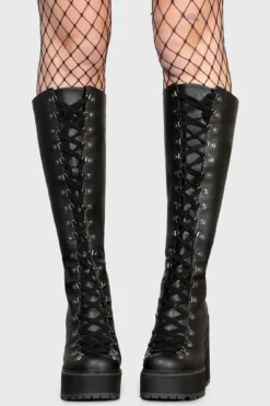 KILLSTAR Bloodletting Knee-High Platform Boots -Kill Star Store BLOOD LETTING KNEE HIGH BOOTS W E 1