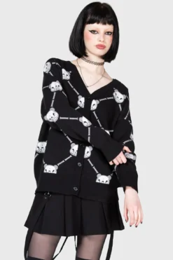 Killstar x Gloomy Bear Bone To Pick Loose Fit Cardigan -Kill Star Store BONE TO PICK CARDIGAN W D