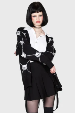 Killstar x Gloomy Bear Bone To Pick Loose Fit Cardigan -Kill Star Store BONE TO PICK CARDIGAN W E