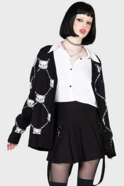 Killstar x Gloomy Bear Bone To Pick Loose Fit Cardigan -Kill Star Store BONE TO PICK CARDIGAN W F