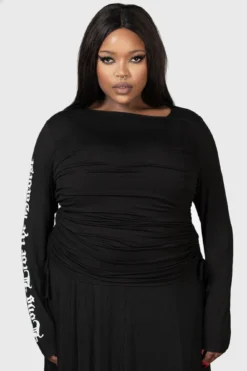 KILLSTAR Bone To Pick Plus Size Top with Ruched Sides 6 KILLSTAR Bone To Pick Plus Size Top with Ruched Sides -Kill Star Store BONE TO PICK TOP PLUS W D