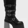 KILLSTAR Dominia Boots - Gunmetal Platform Goth Boots